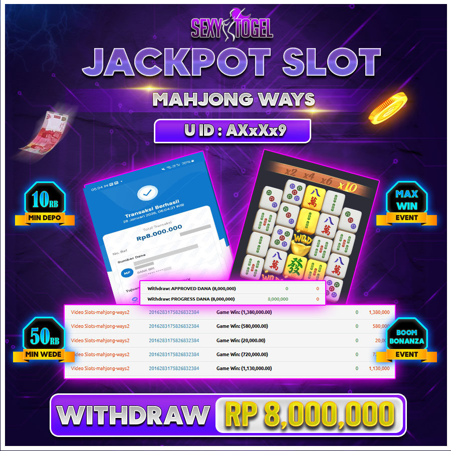 SEXYTOGEL JACKPOT SLOT MAHJONG WAYSs Rp.8.000.000.,-LUNAS   